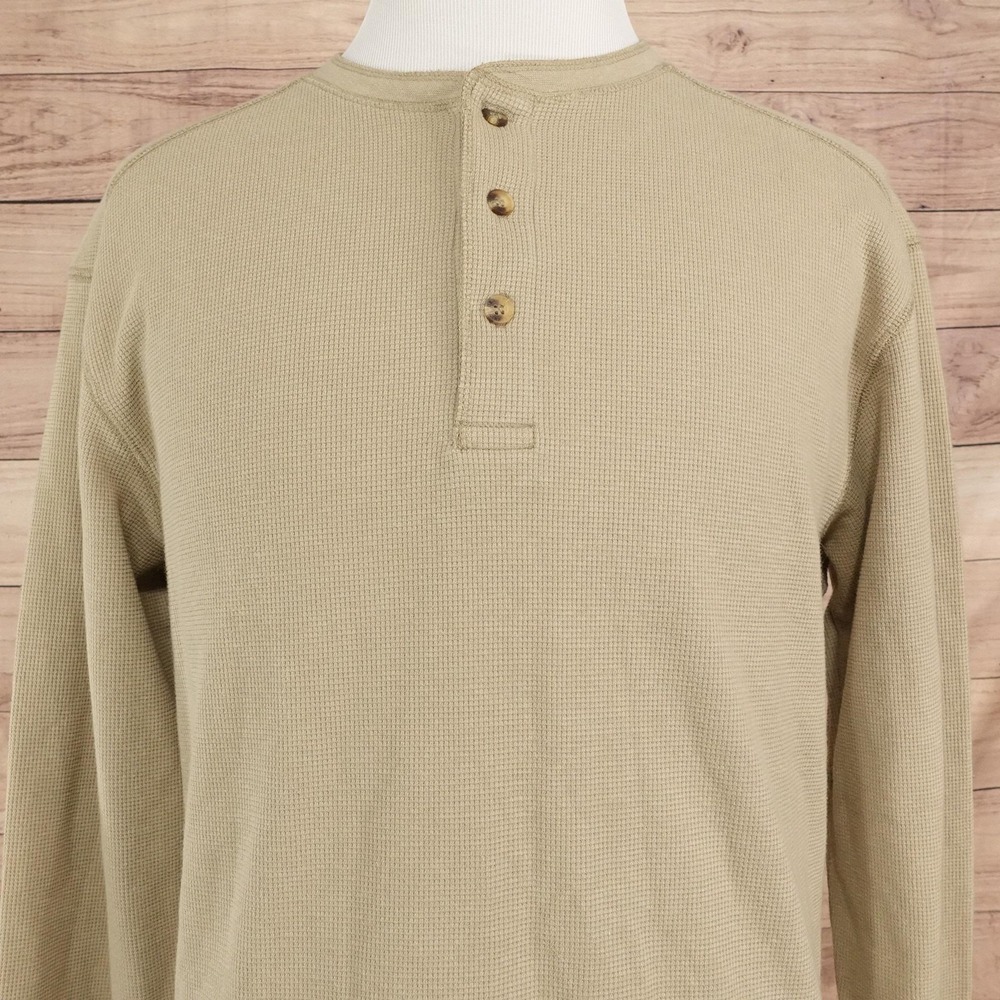 C.E. Schmidt Shirt Mens L Beige Long Sleeve Thermal Henley Workwear Tee T-Shirt